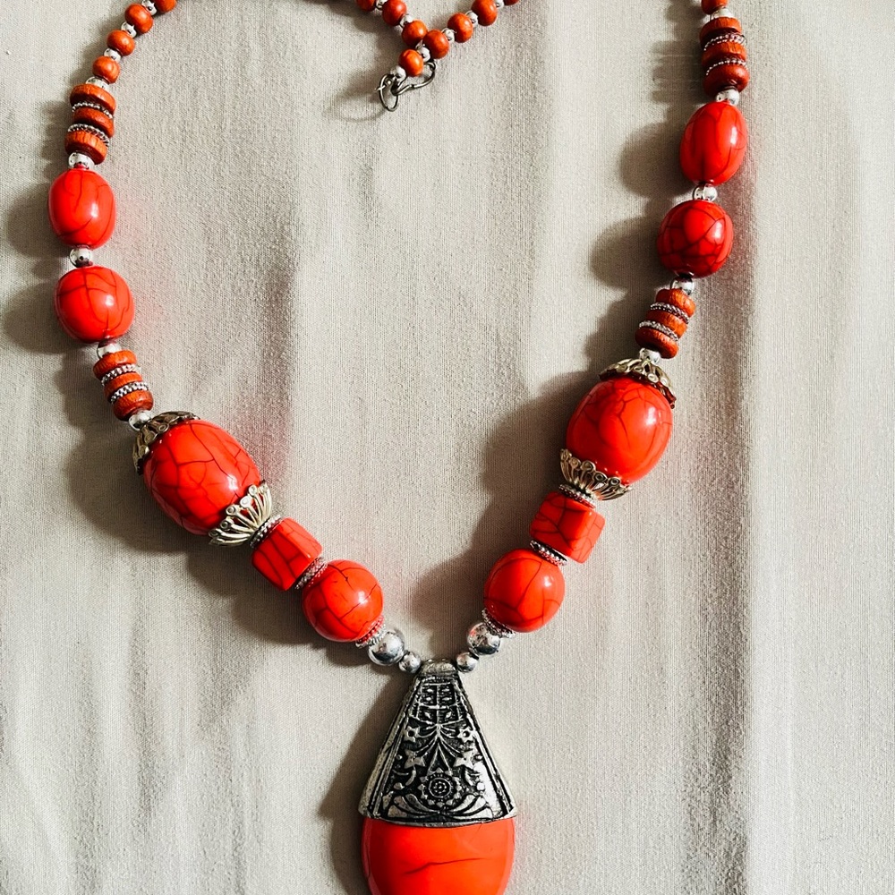 Afghan style chunky statement necklace